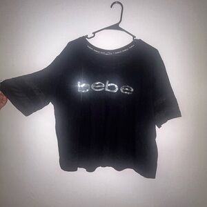 Bebe Black Tee with Metallic Logo
